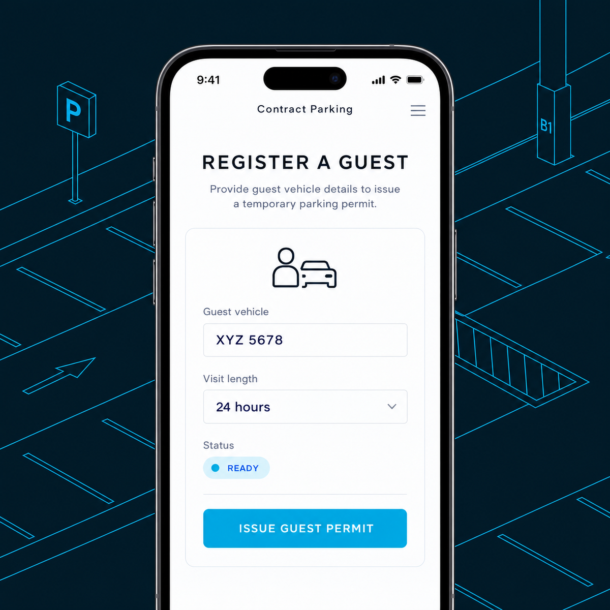Guest parking registration interface